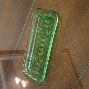 Green Depression glass butter dish bottom
